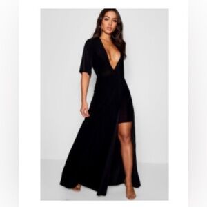 Celyn Slinky Plunge Kimono Sleeve Maxi Dress